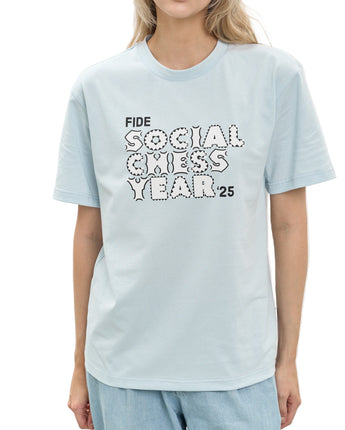 FIDE Unisex Social Chess year blue t-shirt